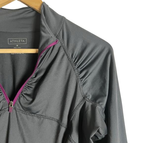 Athleta Interpid Sun Shield Gray Long Sleeve Quarter Zip Shirt Size Medium - Picture 3 of 9